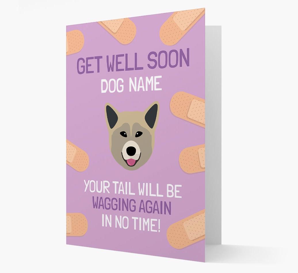 Personalized 'Get well soon {dogsName}' Card with {breedFullName} Icon