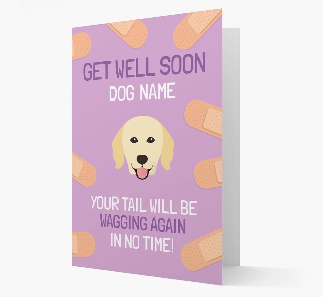 Personalized 'Get well soon {dogsName}' Card with {breedFullName} Icon