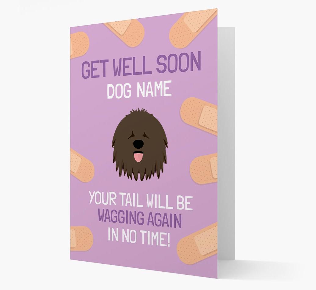 Personalized 'Get well soon {dogsName}' Card with {breedFullName} Icon