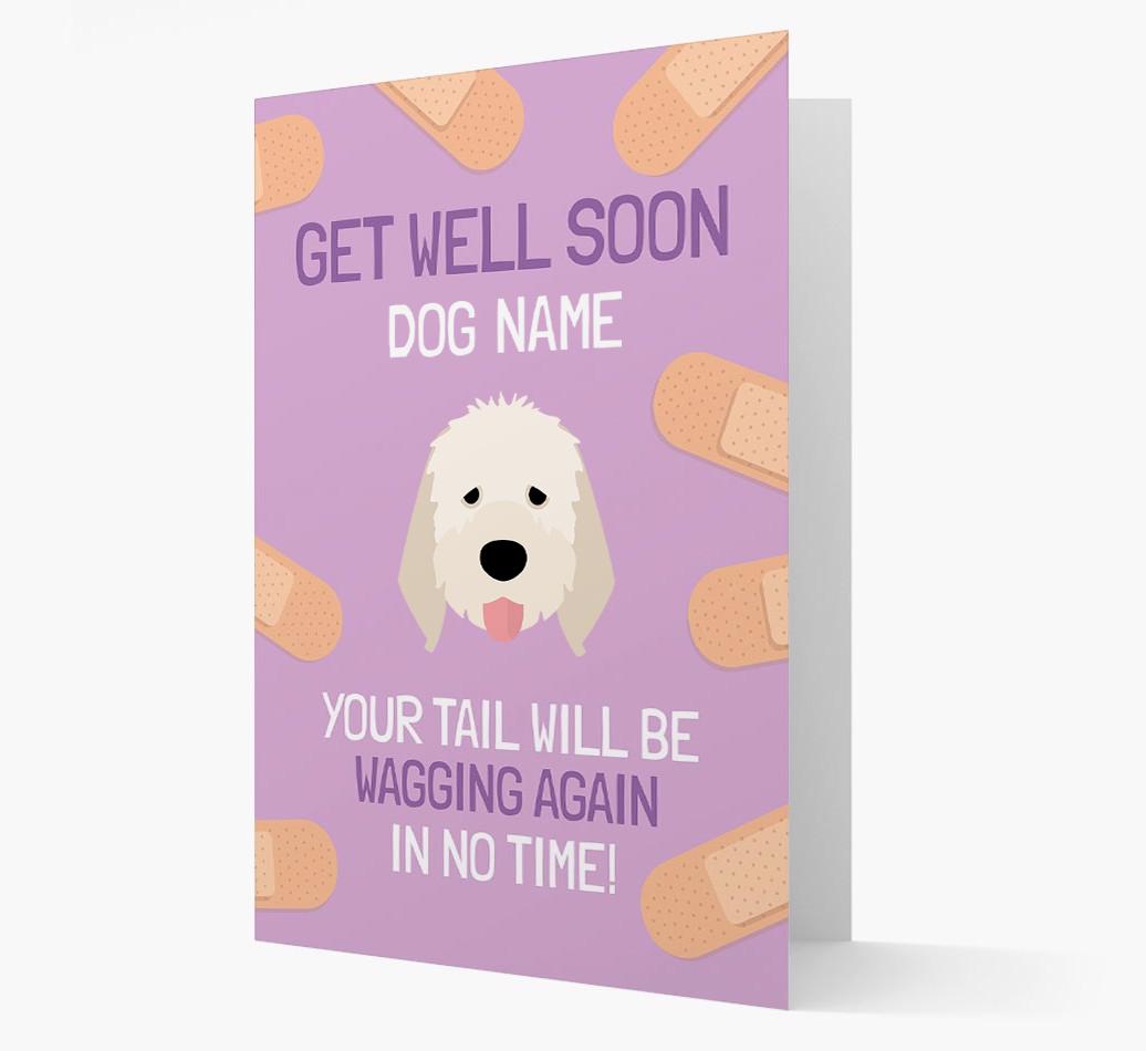 Personalized 'Get well soon {dogsName}' Card with {breedFullName} Icon