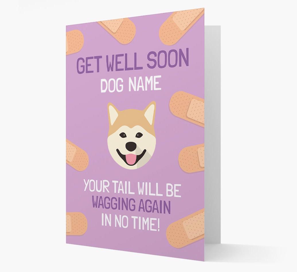 Personalized 'Get well soon {dogsName}' Card with {breedFullName} Icon