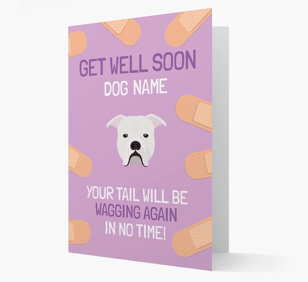 Personalized 'Get well soon {dogsName}' Card with {breedFullName} Icon