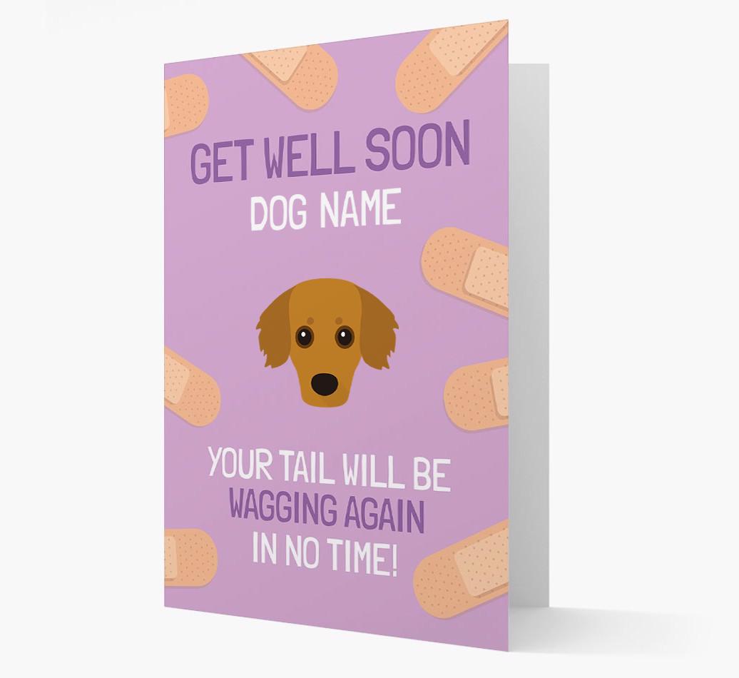 Personalized 'Get well soon {dogsName}' Card with {breedFullName} Icon