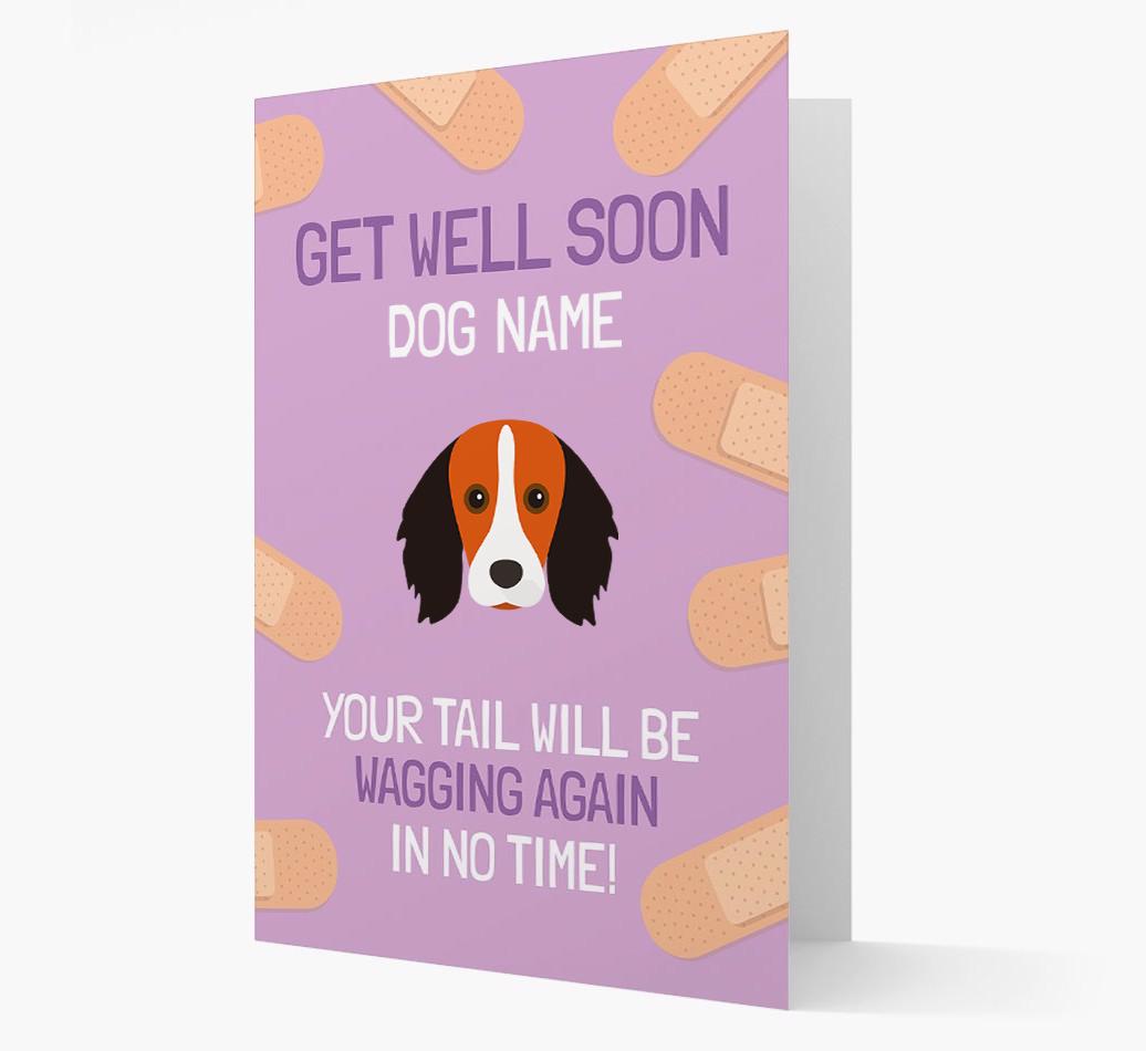 Personalized 'Get well soon {dogsName}' Card with {breedFullName} Icon