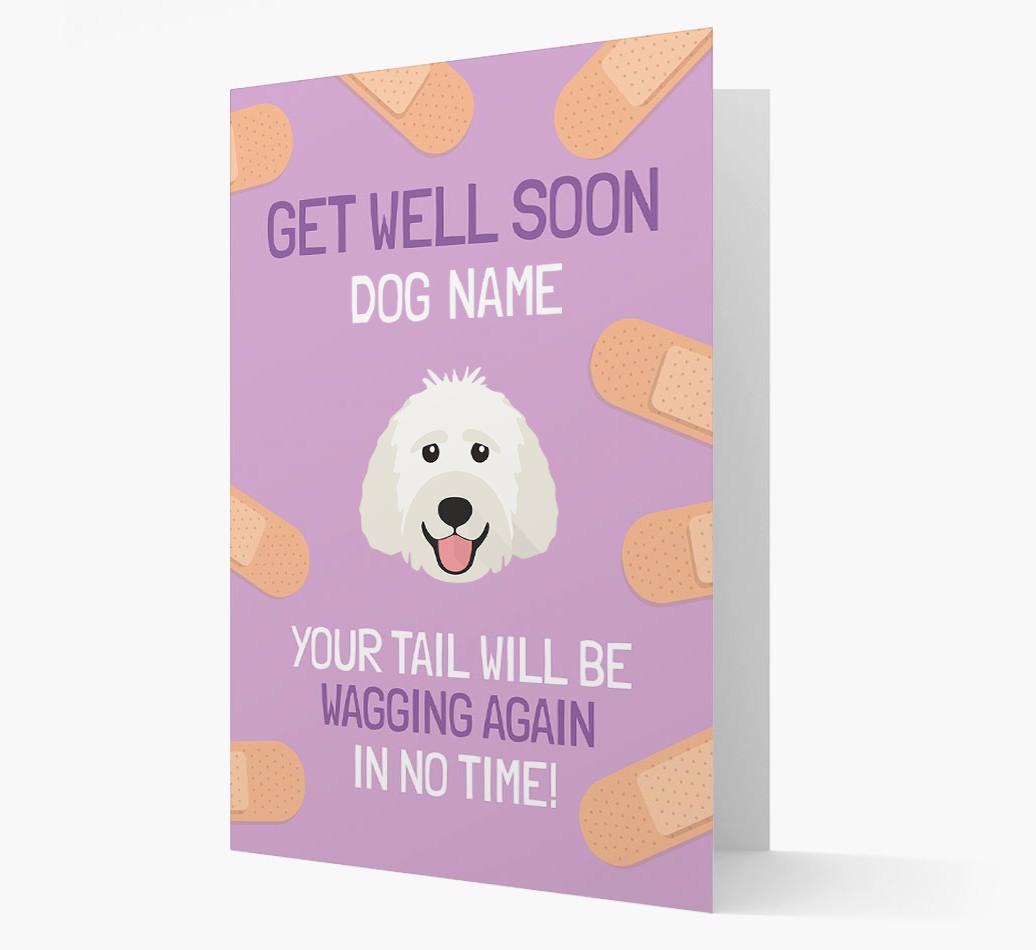 Personalized 'Get well soon {dogsName}' Card with {breedFullName} Icon