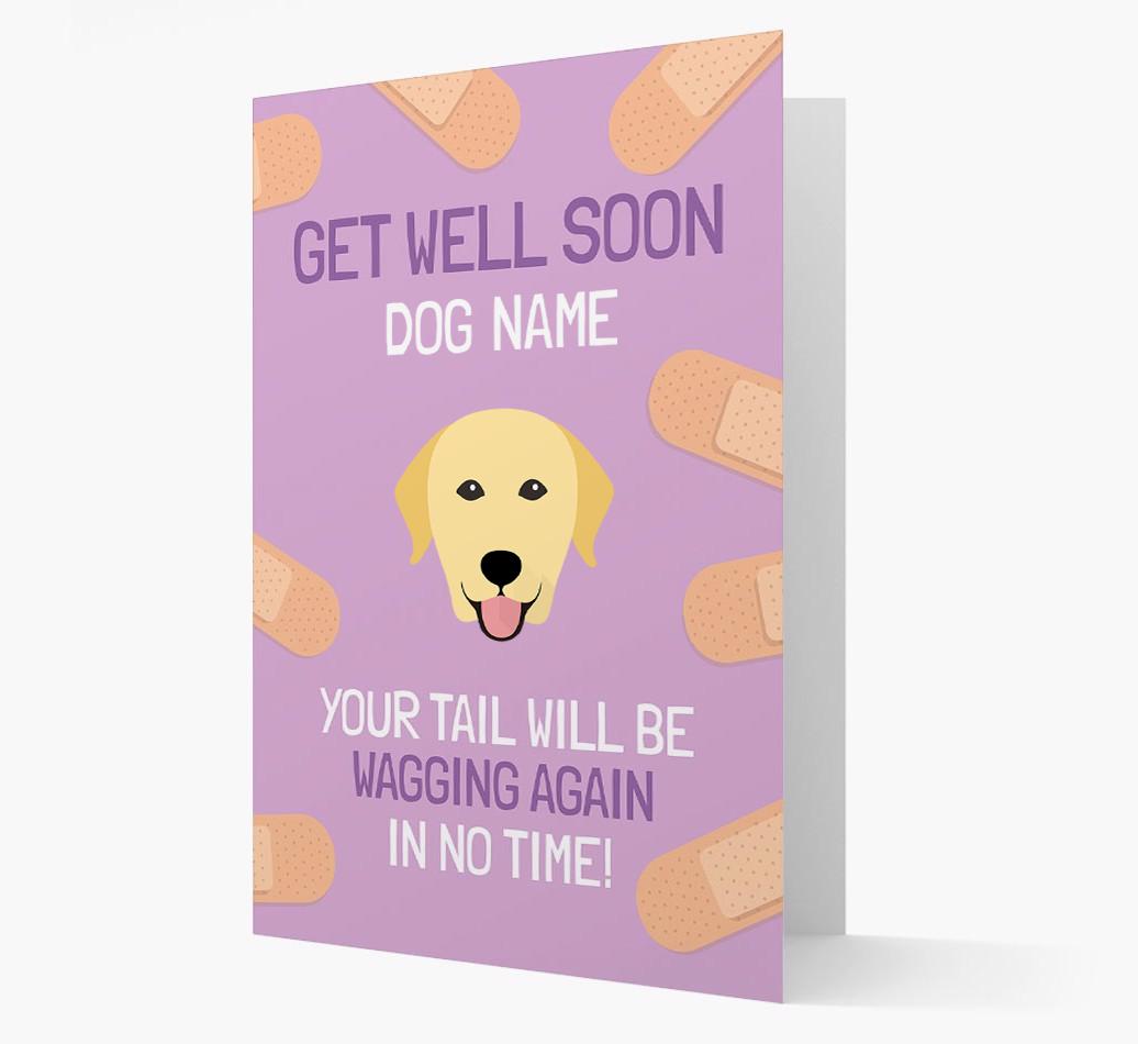 Personalized 'Get well soon {dogsName}' Card with {breedFullName} Icon
