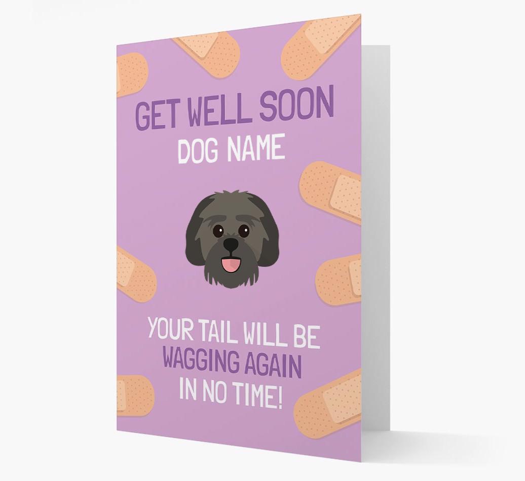 Personalized 'Get well soon {dogsName}' Card with {breedFullName} Icon
