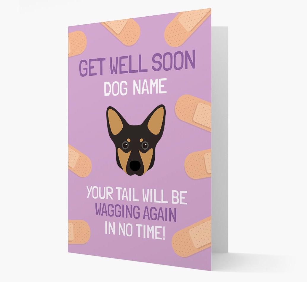 Personalized 'Get well soon {dogsName}' Card with {breedFullName} Icon