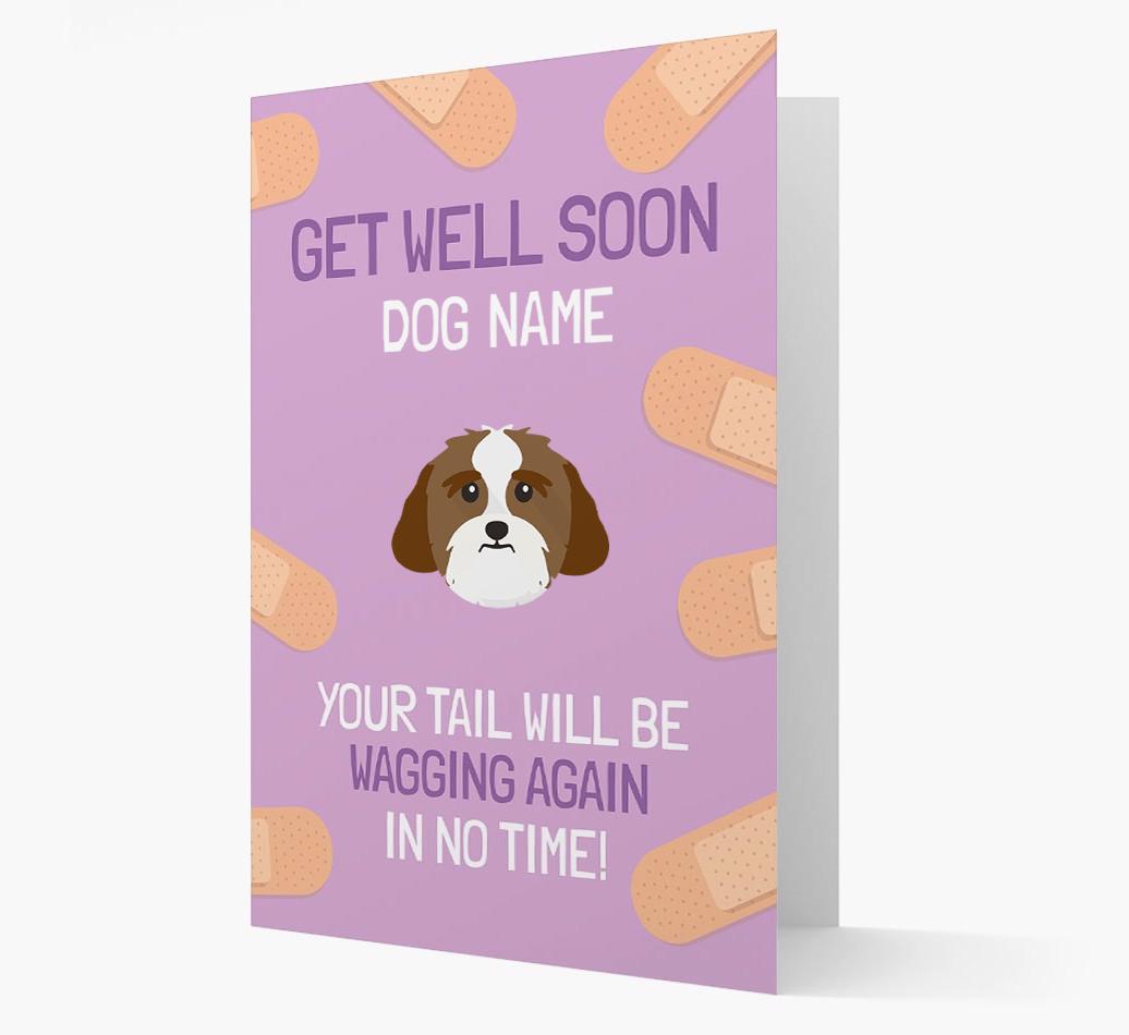 Personalized 'Get well soon {dogsName}' Card with {breedFullName} Icon