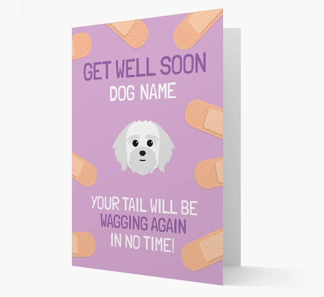 Personalized 'Get well soon {dogsName}' Card with {breedFullName} Icon