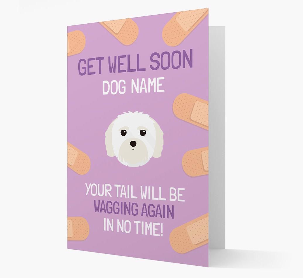 Personalized 'Get well soon {dogsName}' Card with {breedFullName} Icon