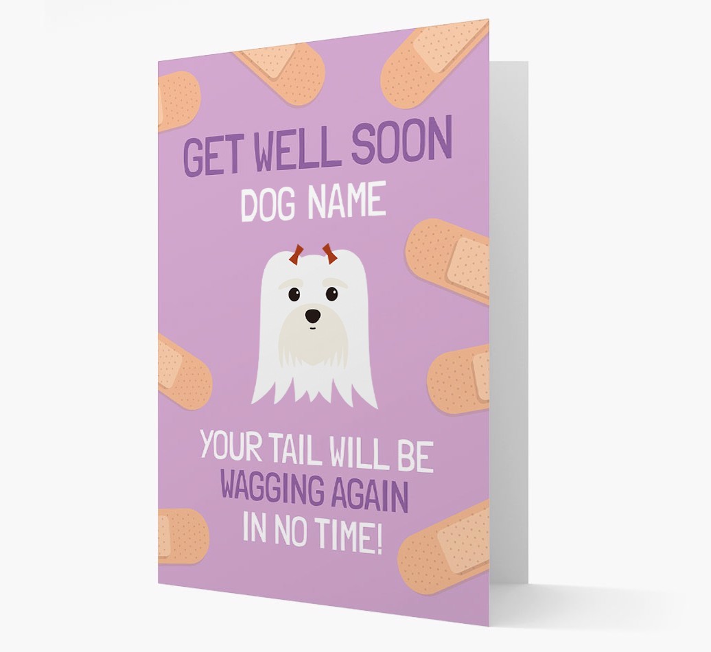 Personalized 'Get well soon {dogsName}' Card with {breedFullName} Icon