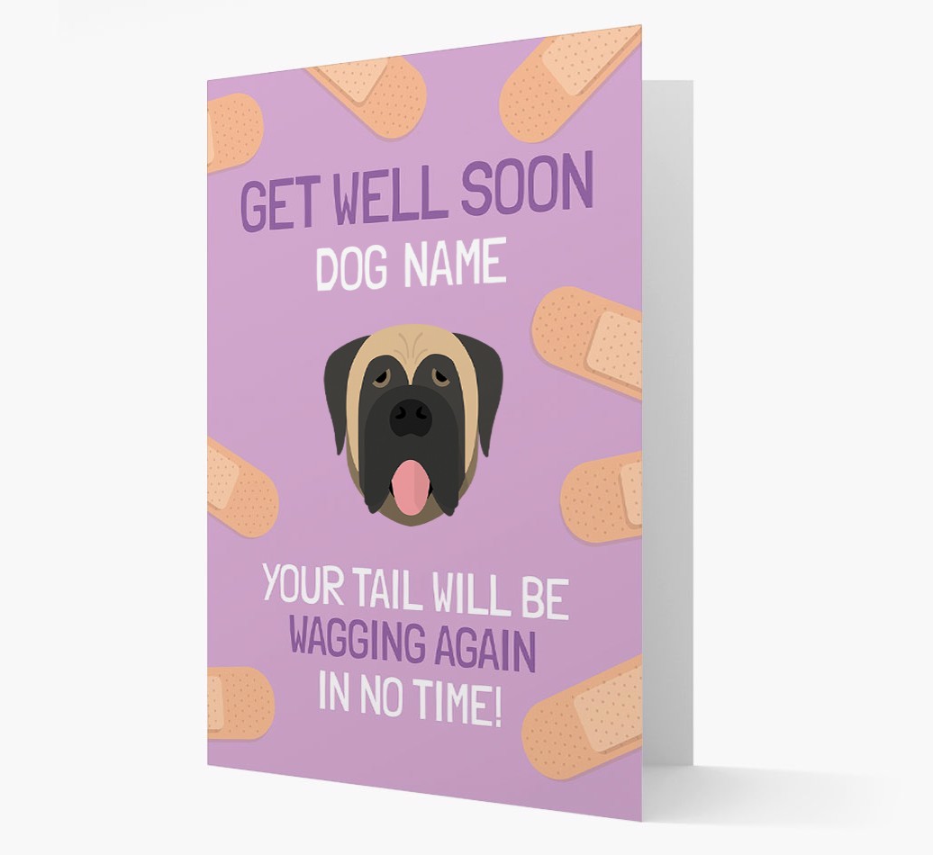 Personalized 'Get well soon {dogsName}' Card with {breedFullName} Icon