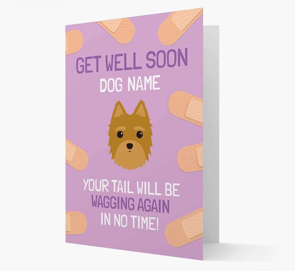 Personalized 'Get well soon {dogsName}' Card with {breedFullName} Icon