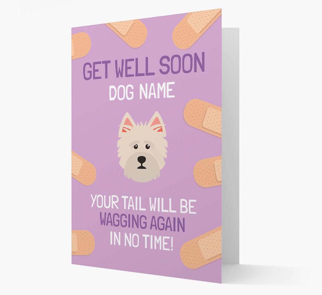 Personalized 'Get well soon {dogsName}' Card with {breedFullName} Icon