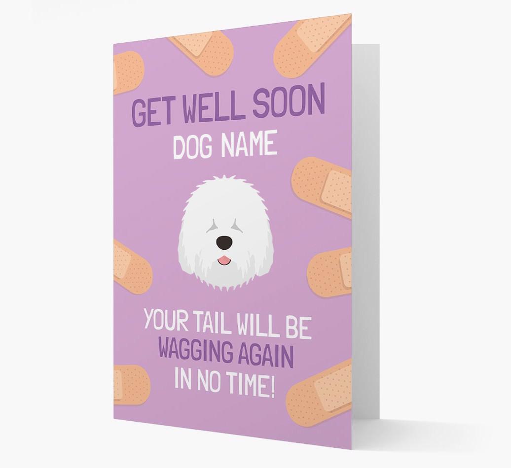 Personalized 'Get well soon {dogsName}' Card with {breedFullName} Icon