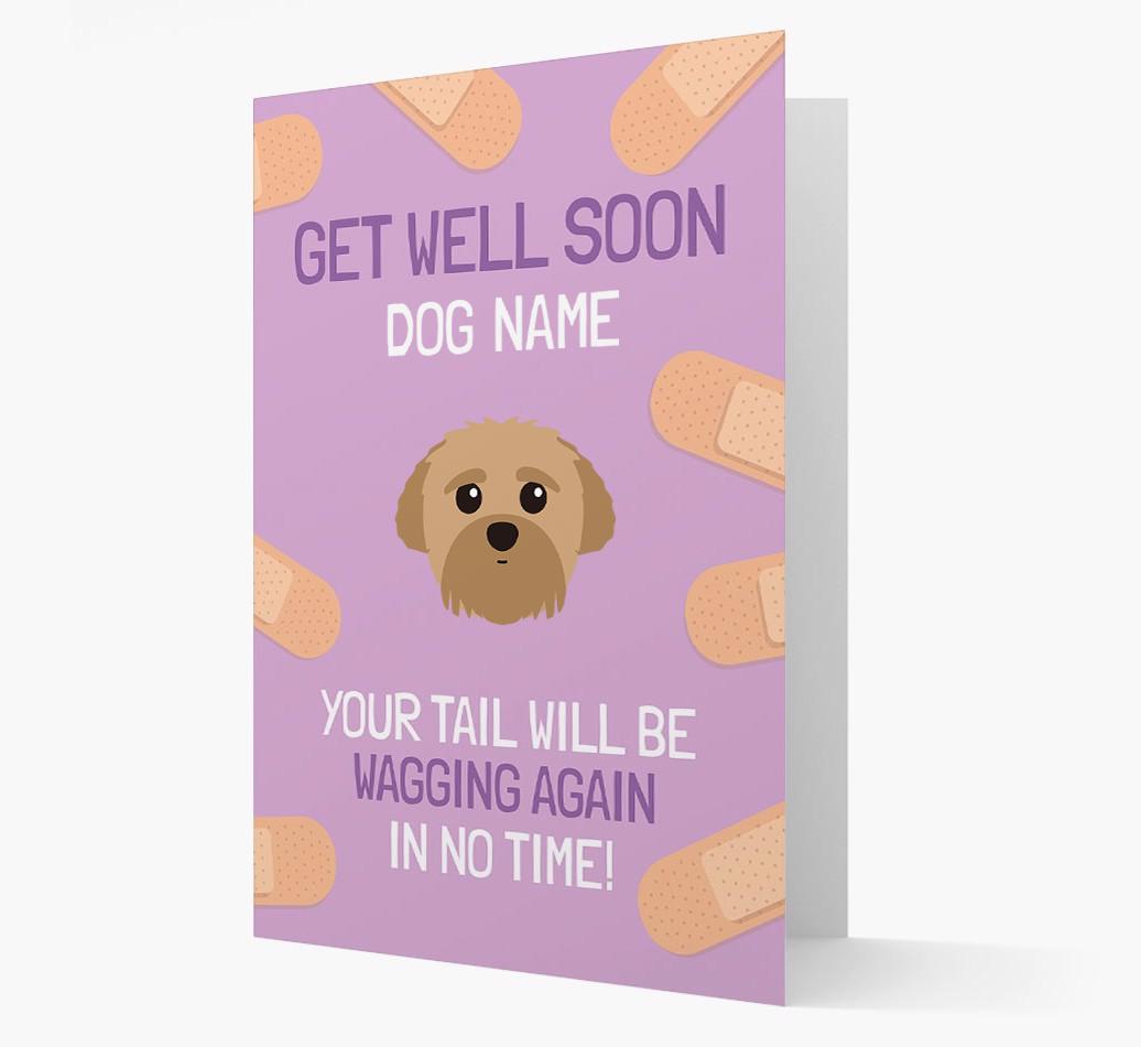 Personalized 'Get well soon {dogsName}' Card with {breedFullName} Icon
