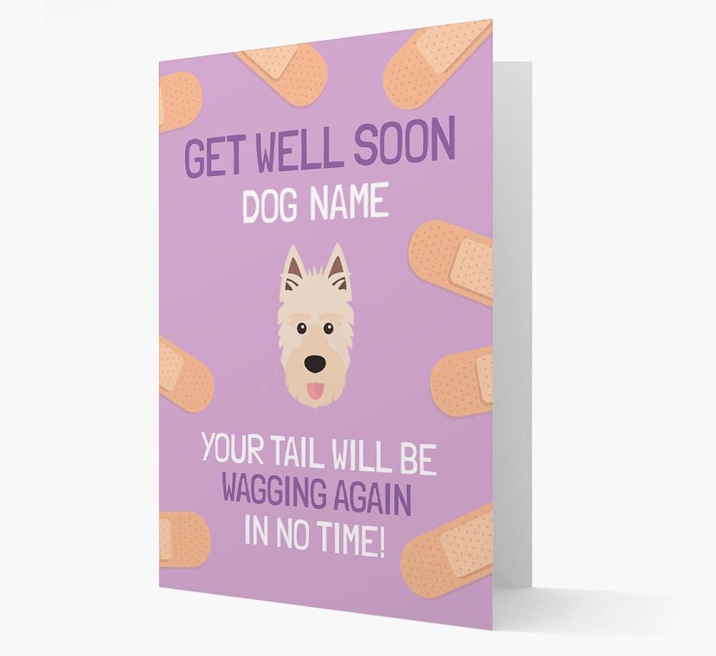 Personalized 'Get well soon {dogsName}' Card with {breedFullName} Icon
