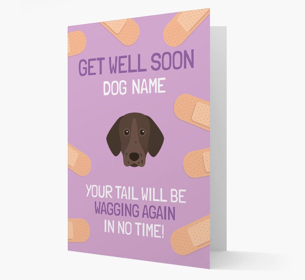 Personalized 'Get well soon {dogsName}' Card with {breedFullName} Icon