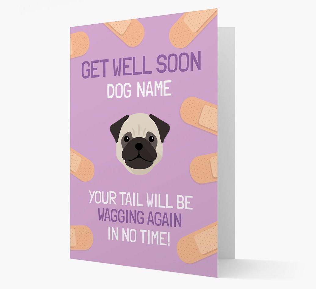 Personalized 'Get well soon {dogsName}' Card with {breedFullName} Icon