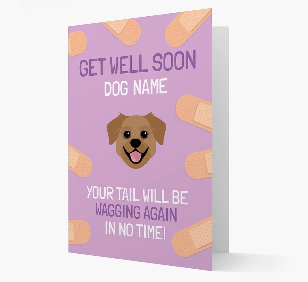 Personalized 'Get well soon {dogsName}' Card with {breedFullName} Icon