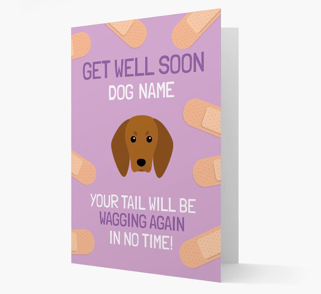 Personalized 'Get well soon {dogsName}' Card with {breedFullName} Icon