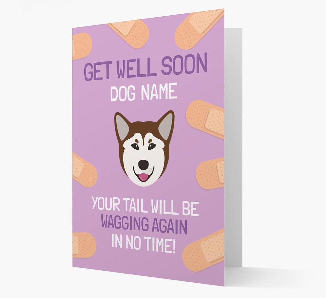 Personalized 'Get well soon {dogsName}' Card with {breedFullName} Icon