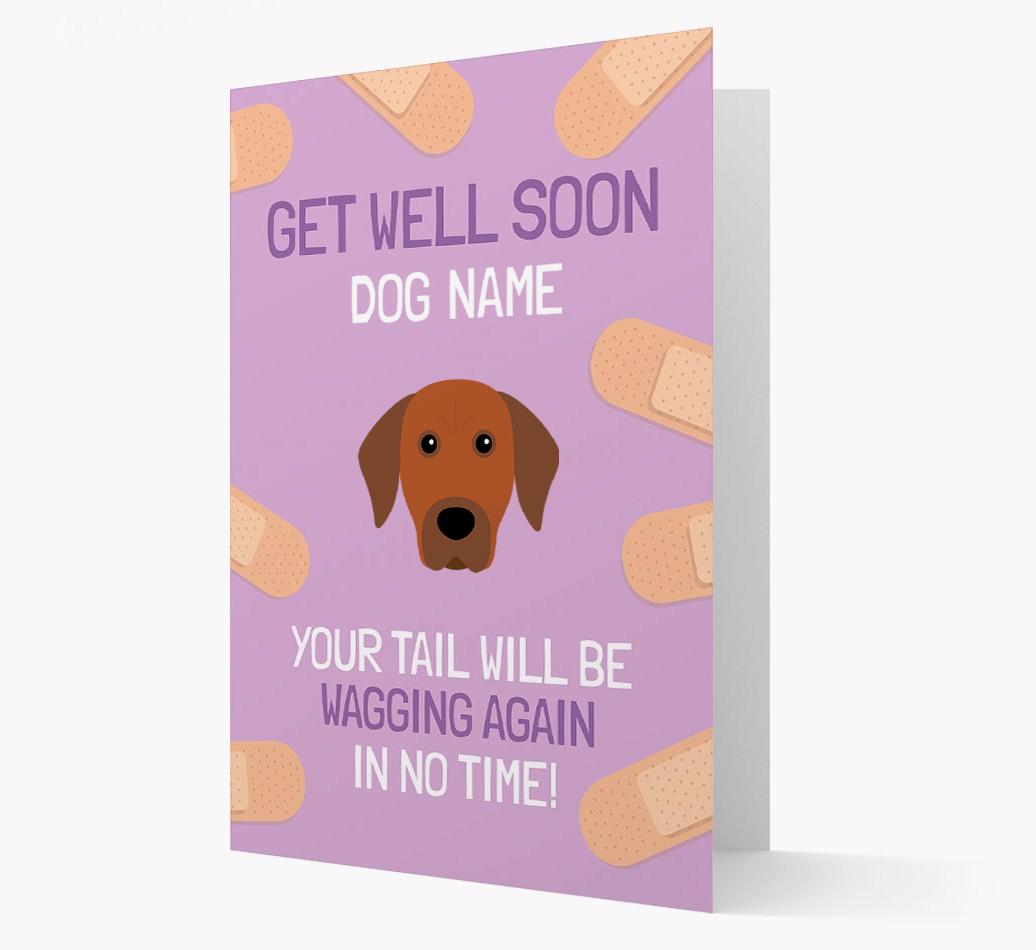 Personalized 'Get well soon {dogsName}' Card with {breedFullName} Icon