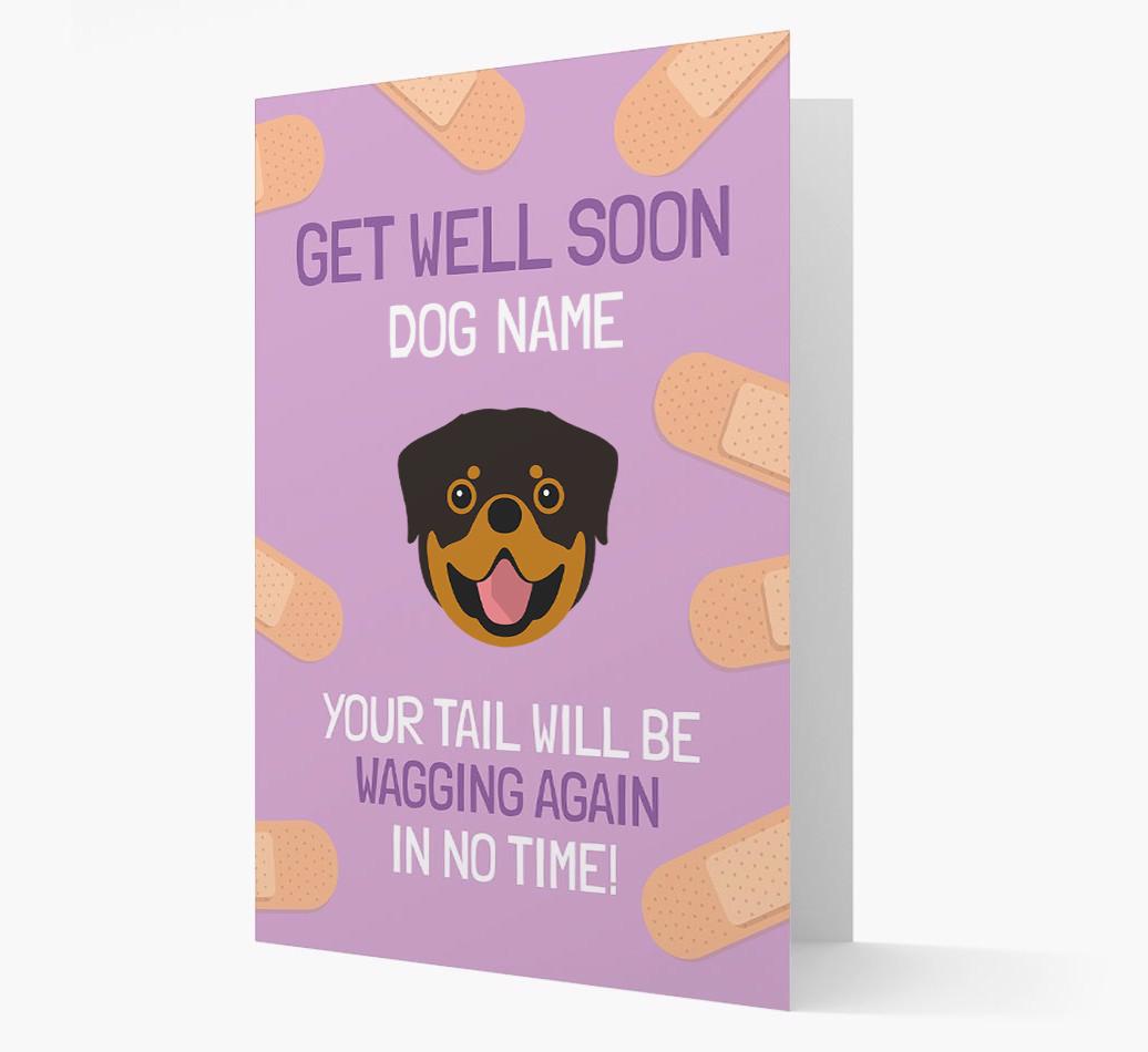 Personalized 'Get well soon {dogsName}' Card with {breedFullName} Icon
