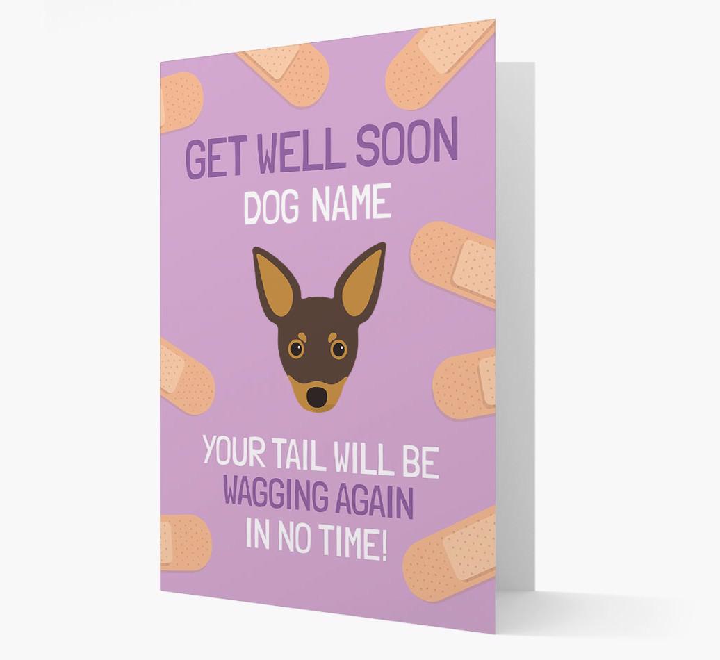 Personalized 'Get well soon {dogsName}' Card with {breedFullName} Icon