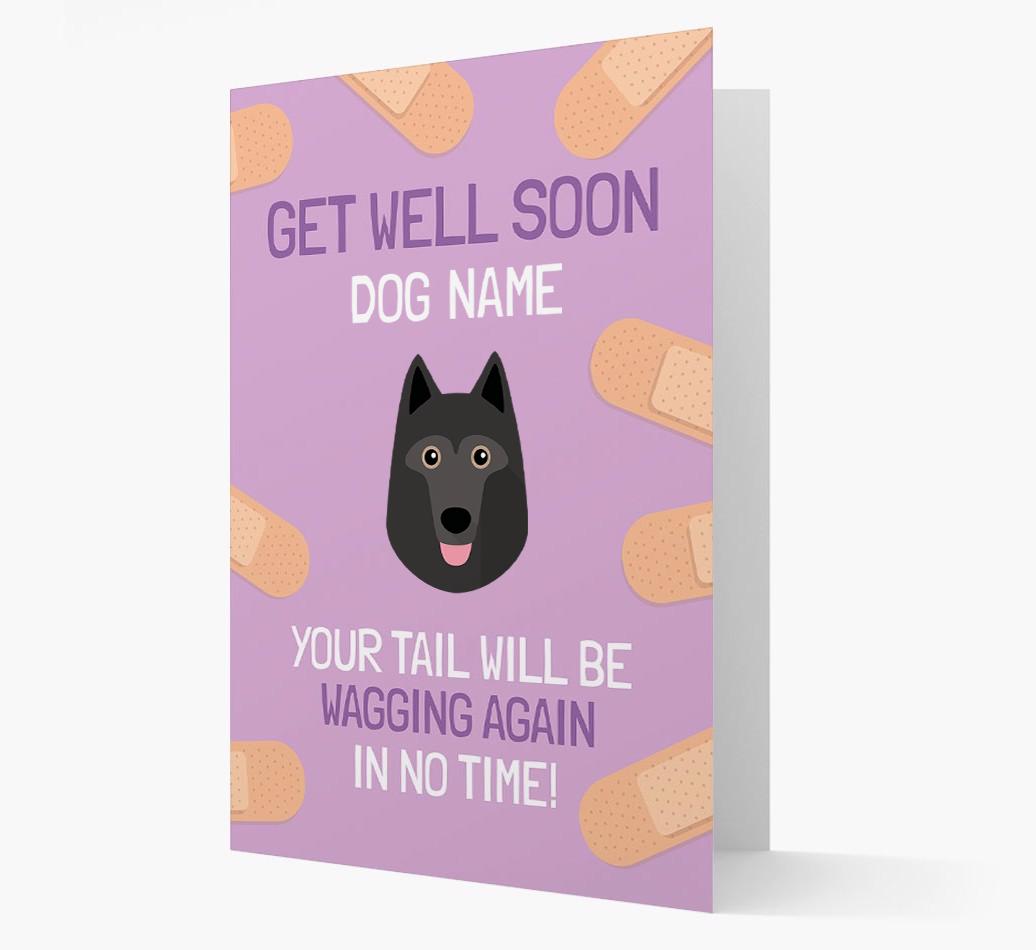 Personalized 'Get well soon {dogsName}' Card with {breedFullName} Icon