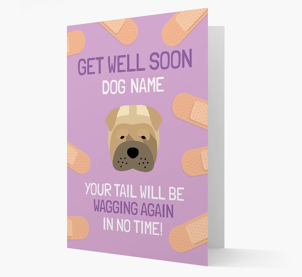 Personalized 'Get well soon {dogsName}' Card with {breedFullName} Icon