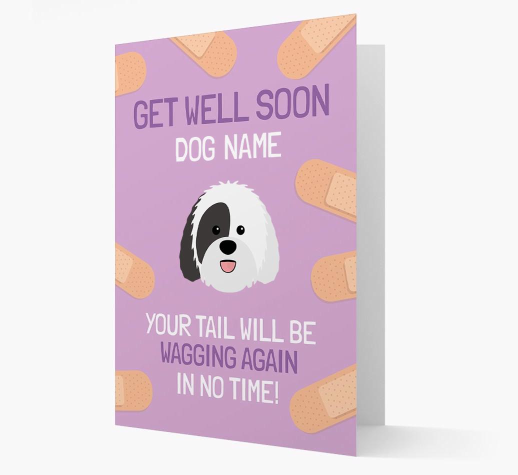 Personalized 'Get well soon {dogsName}' Card with {breedFullName} Icon