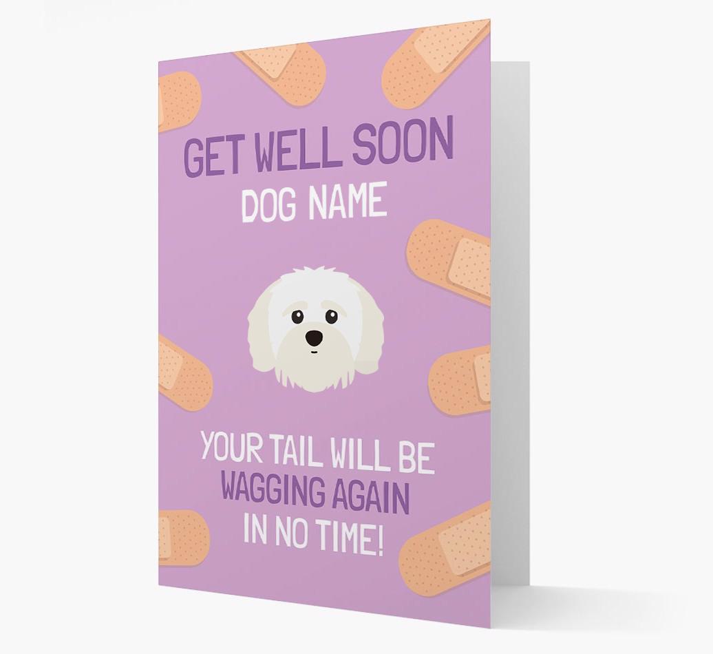 Personalized 'Get well soon {dogsName}' Card with {breedFullName} Icon