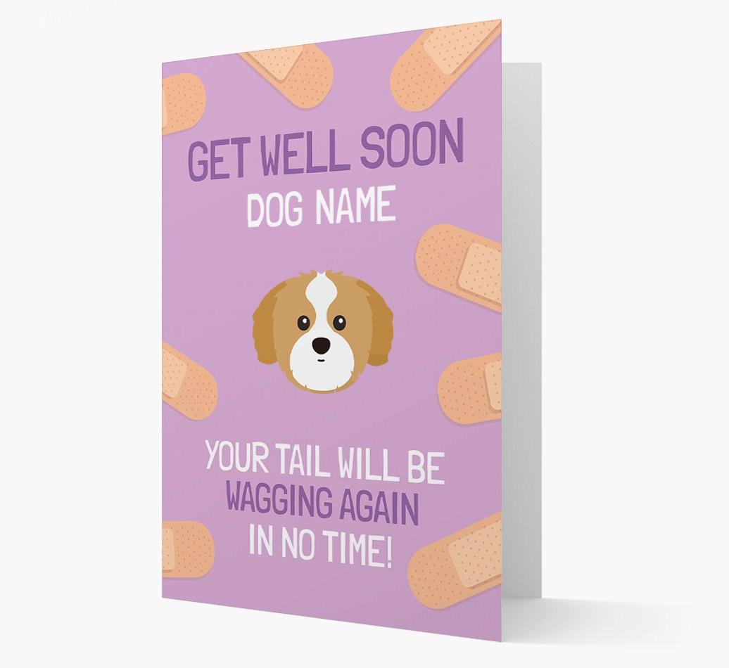 Personalized 'Get well soon {dogsName}' Card with {breedFullName} Icon