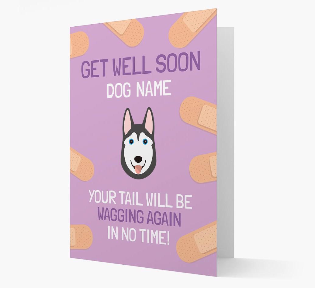 Personalized 'Get well soon {dogsName}' Card with {breedFullName} Icon