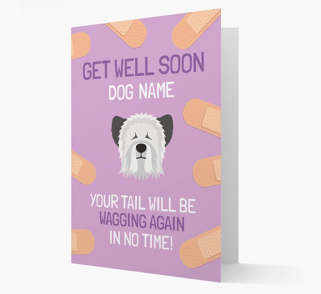Personalized 'Get well soon {dogsName}' Card with {breedFullName} Icon
