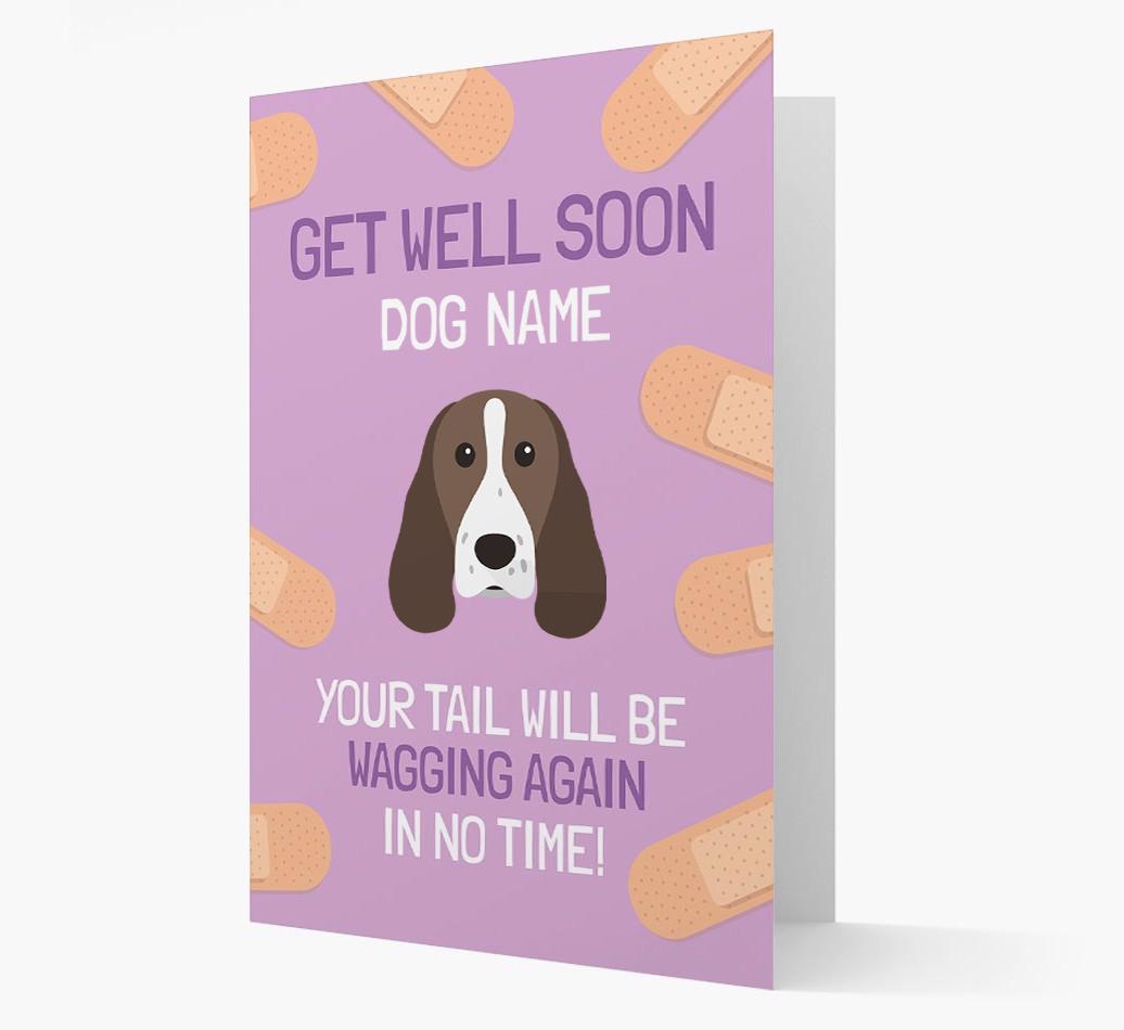Personalized 'Get well soon {dogsName}' Card with {breedFullName} Icon