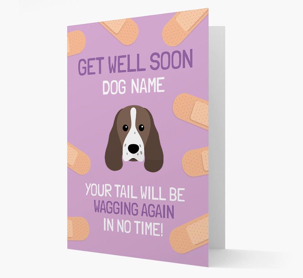 Personalized 'Get well soon {dogsName}' Card with {breedFullName} Icon