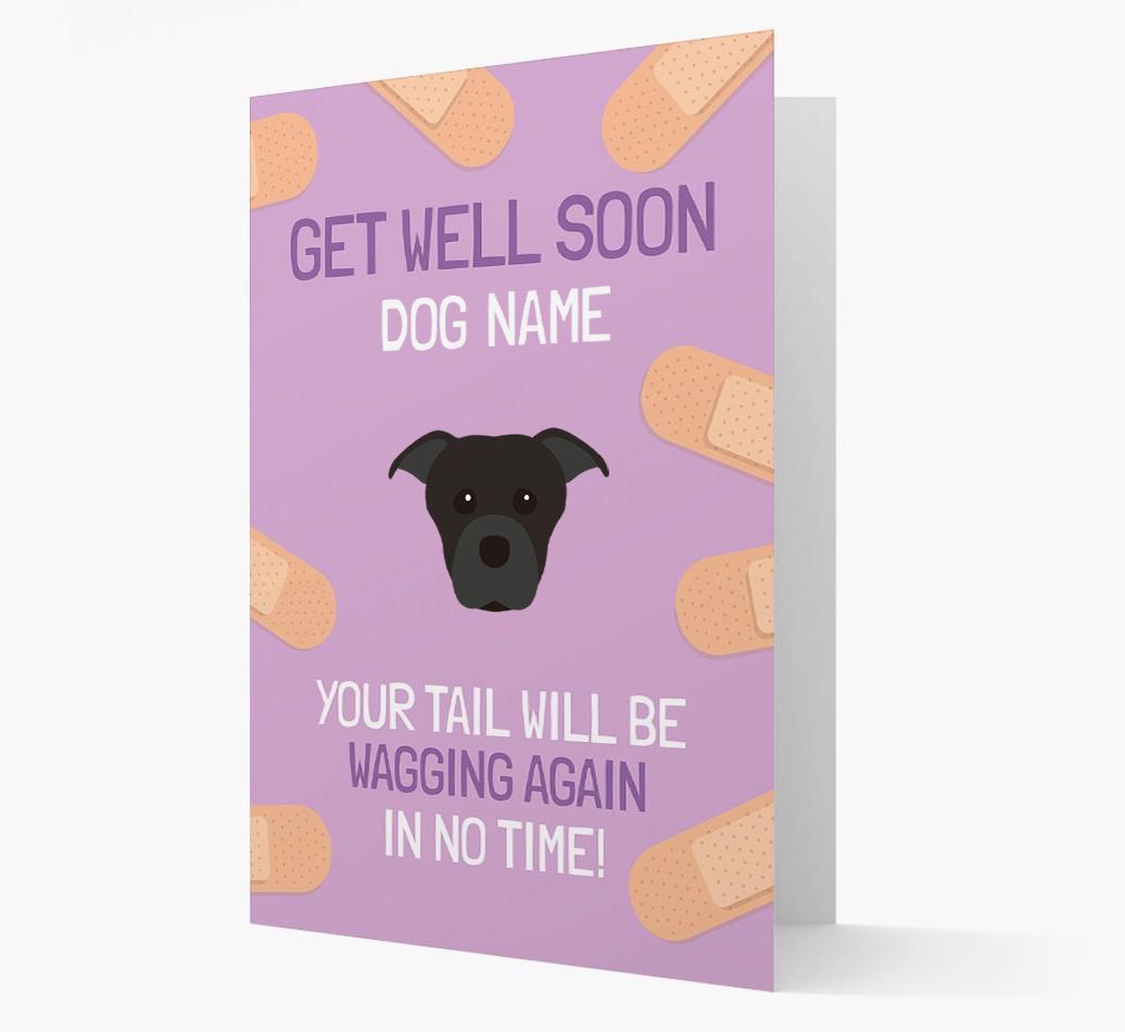 Personalized 'Get well soon {dogsName}' Card with {breedFullName} Icon