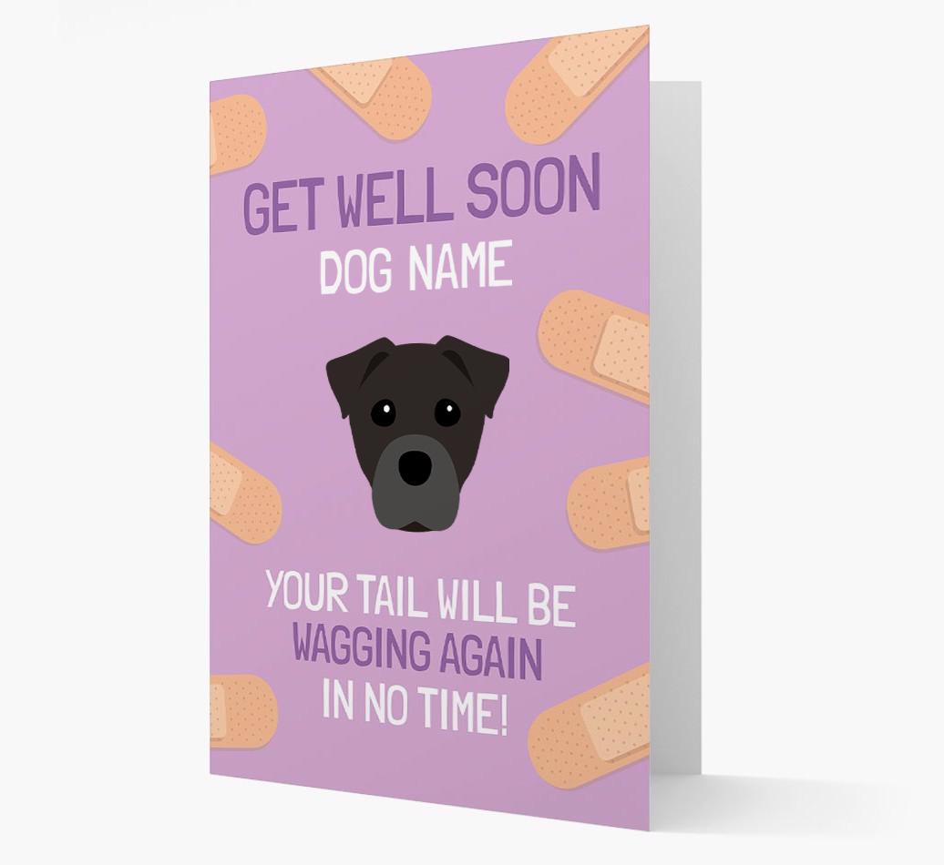 Personalized 'Get well soon {dogsName}' Card with {breedFullName} Icon