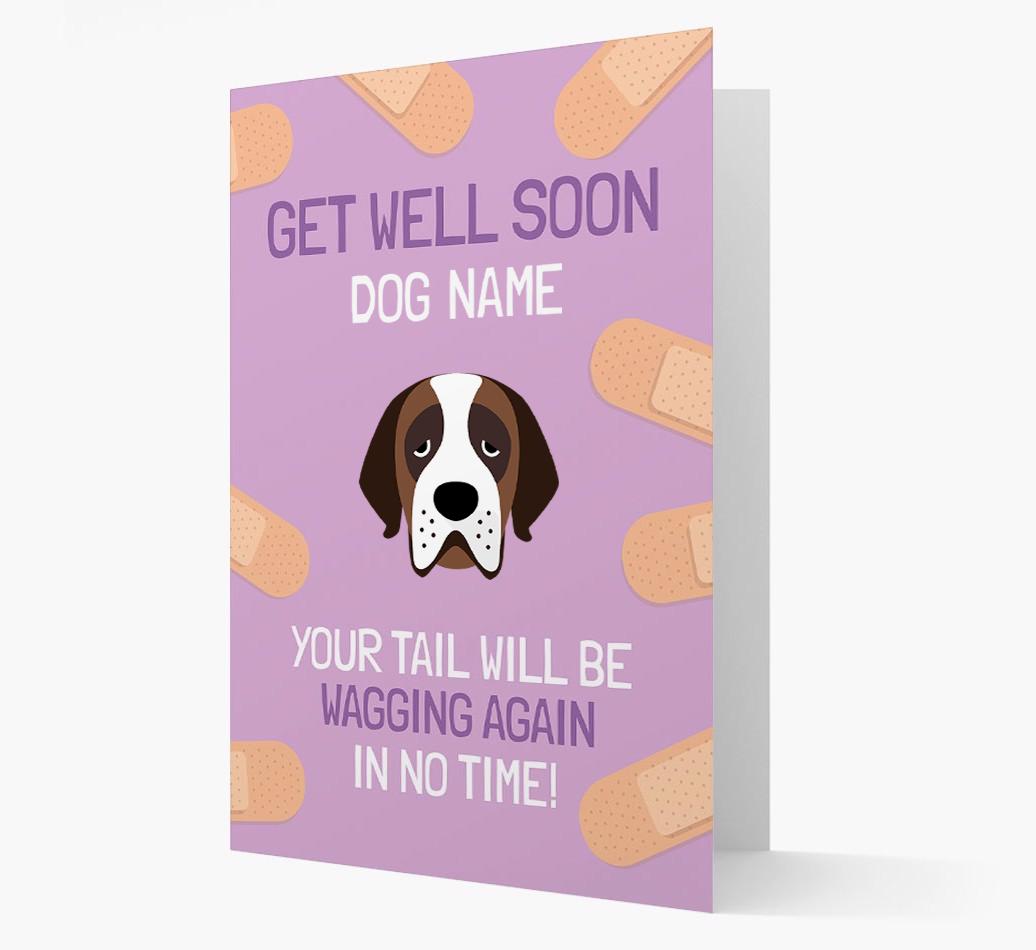 Personalized 'Get well soon {dogsName}' Card with {breedFullName} Icon