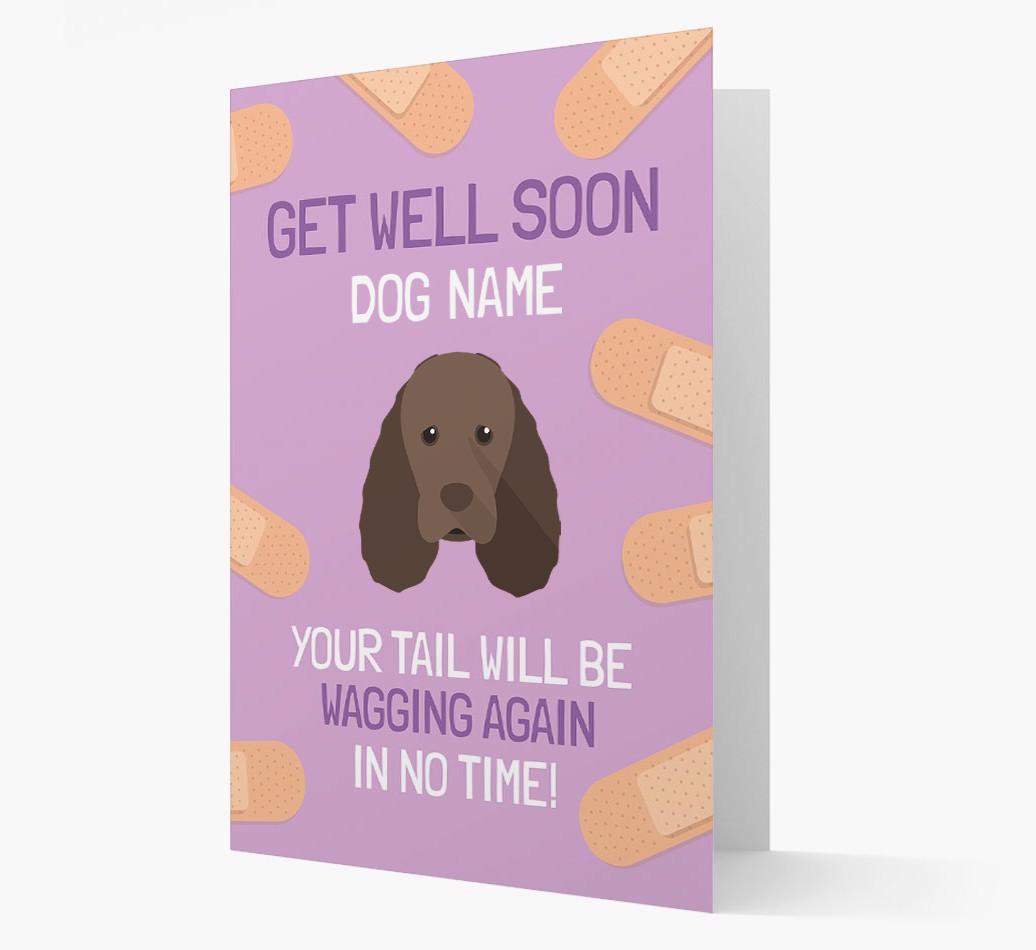 Personalized 'Get well soon {dogsName}' Card with {breedFullName} Icon