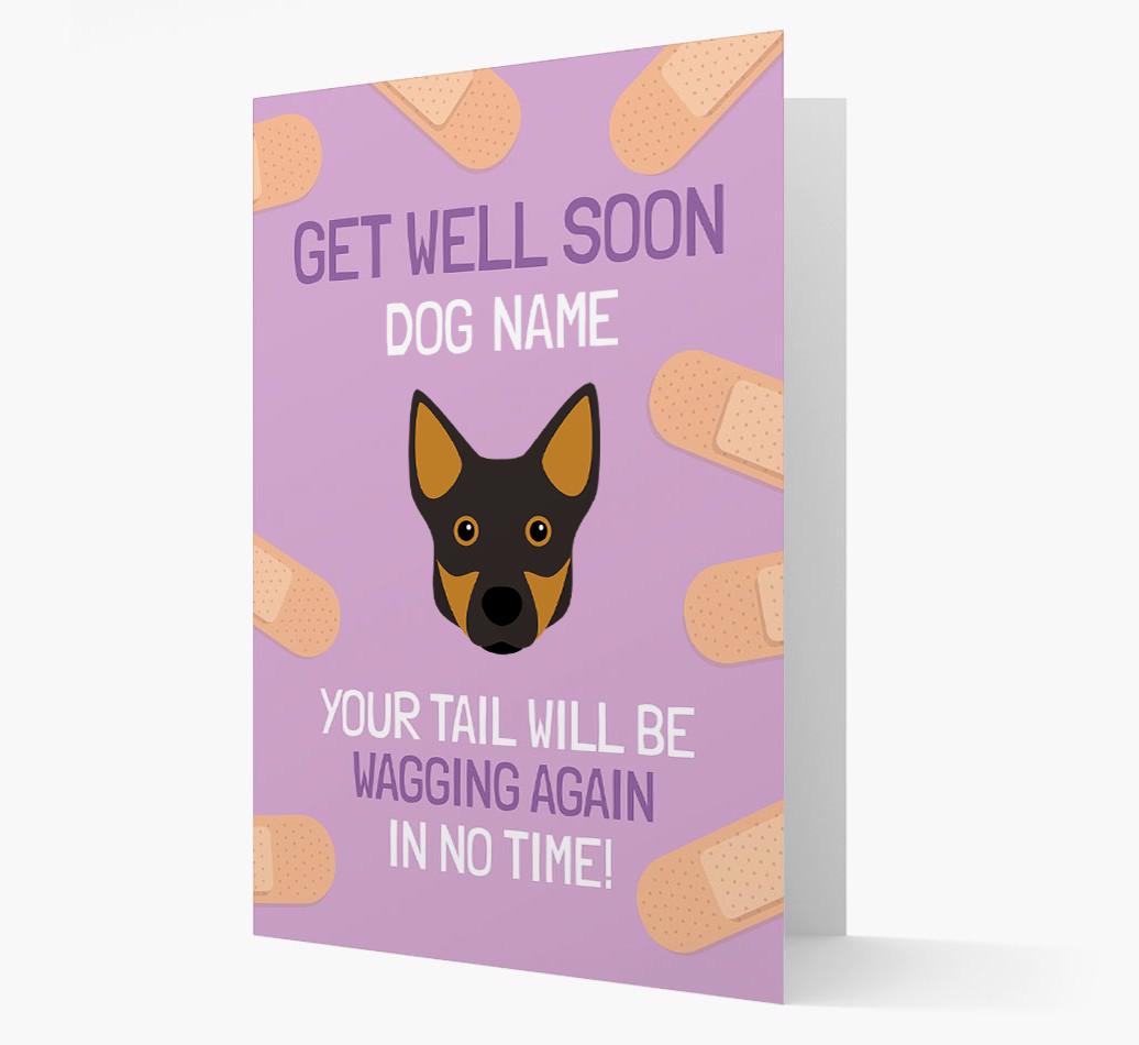 Personalized 'Get well soon {dogsName}' Card with {breedFullName} Icon