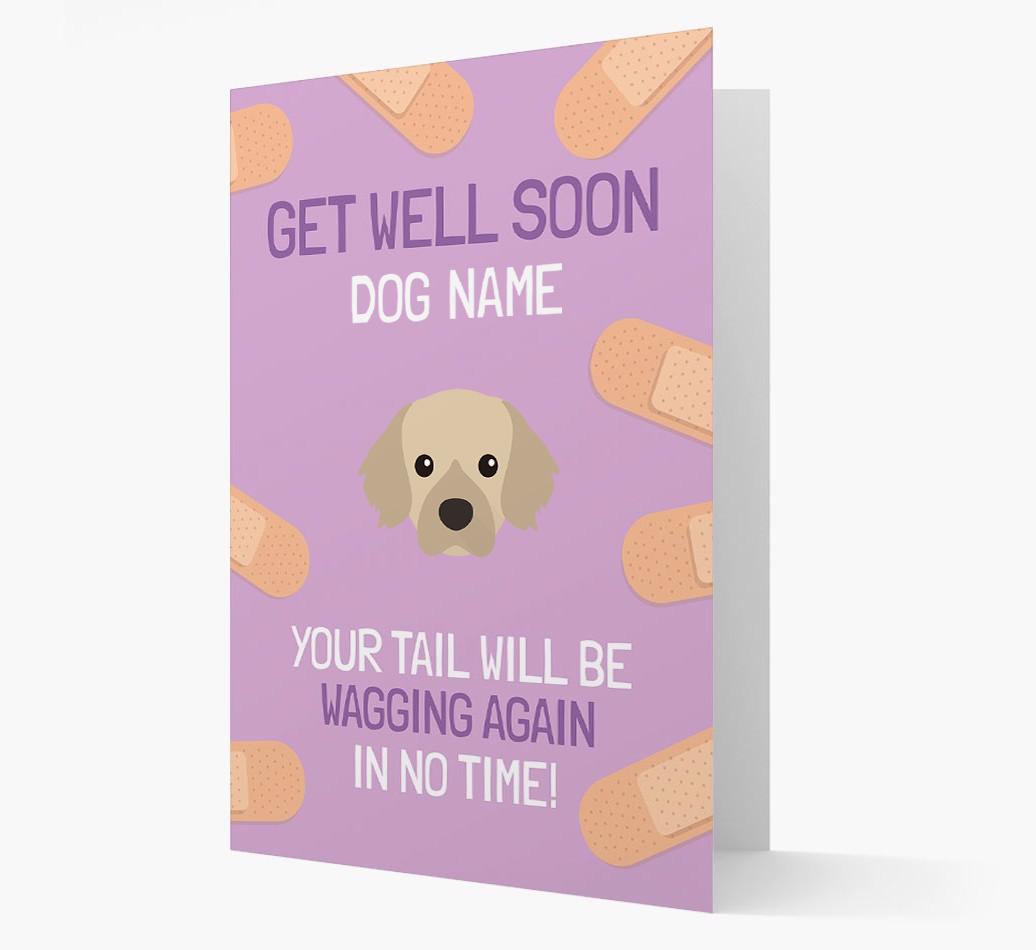 Personalized 'Get well soon {dogsName}' Card with {breedFullName} Icon