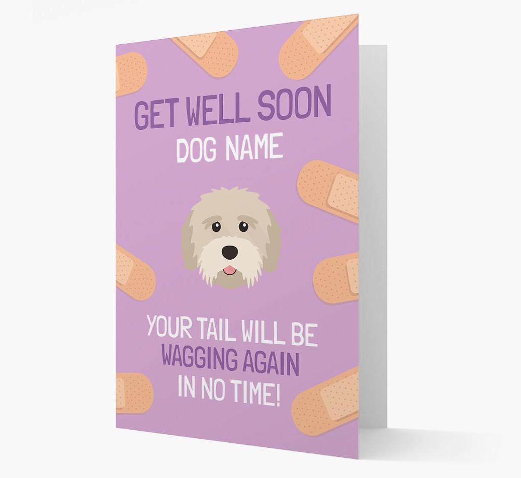 Personalized 'Get well soon {dogsName}' Card with {breedFullName} Icon