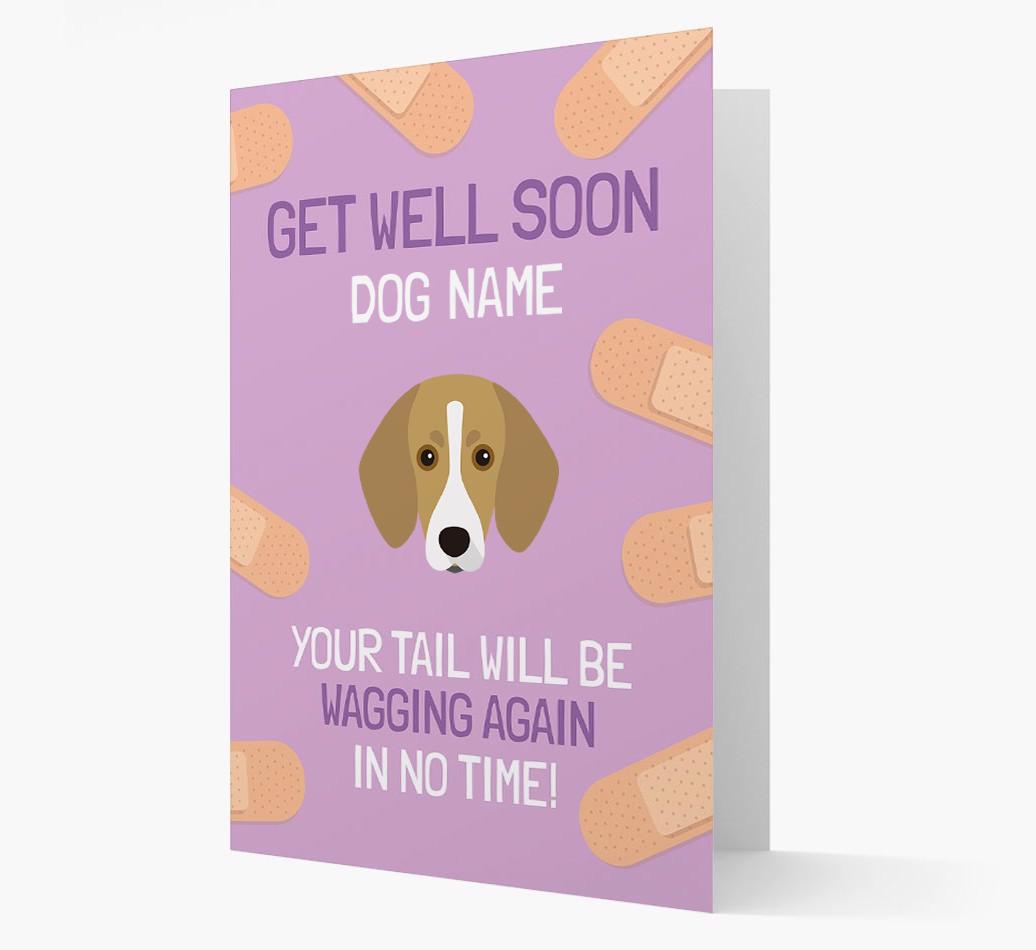 Personalized 'Get well soon {dogsName}' Card with {breedFullName} Icon