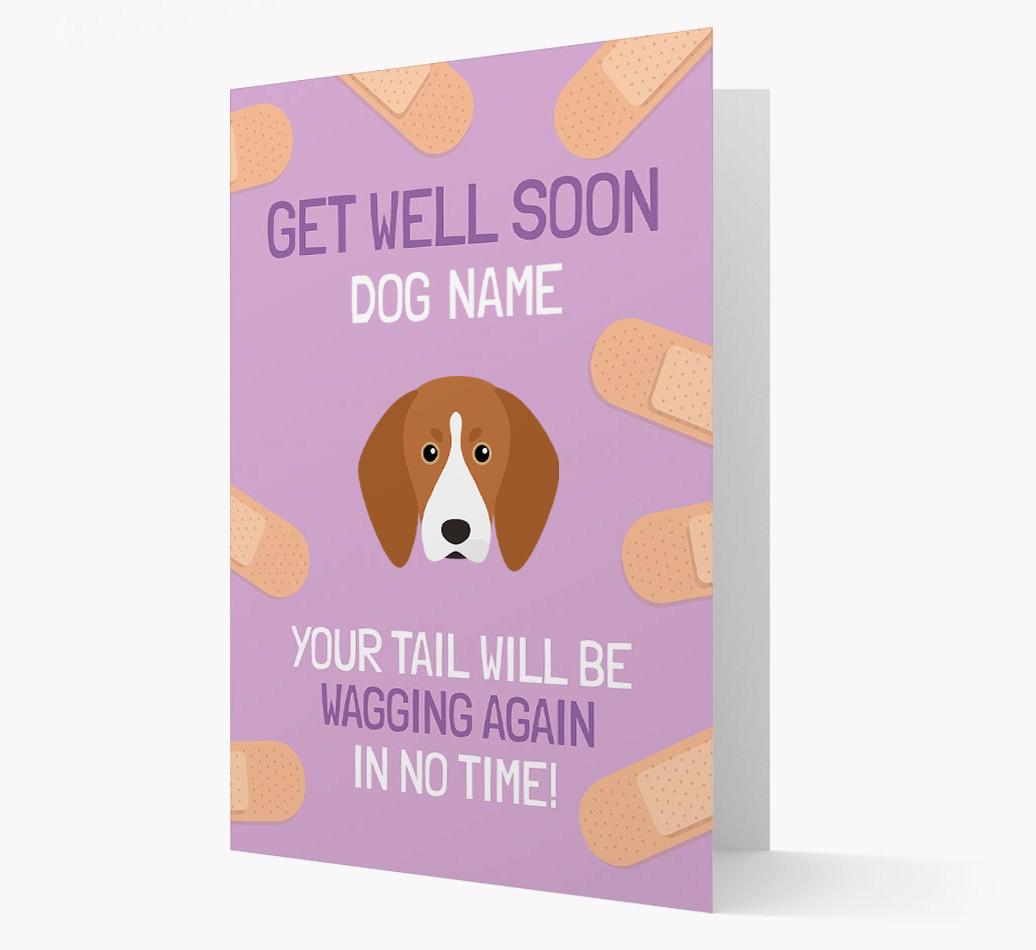 Personalized 'Get well soon {dogsName}' Card with {breedFullName} Icon