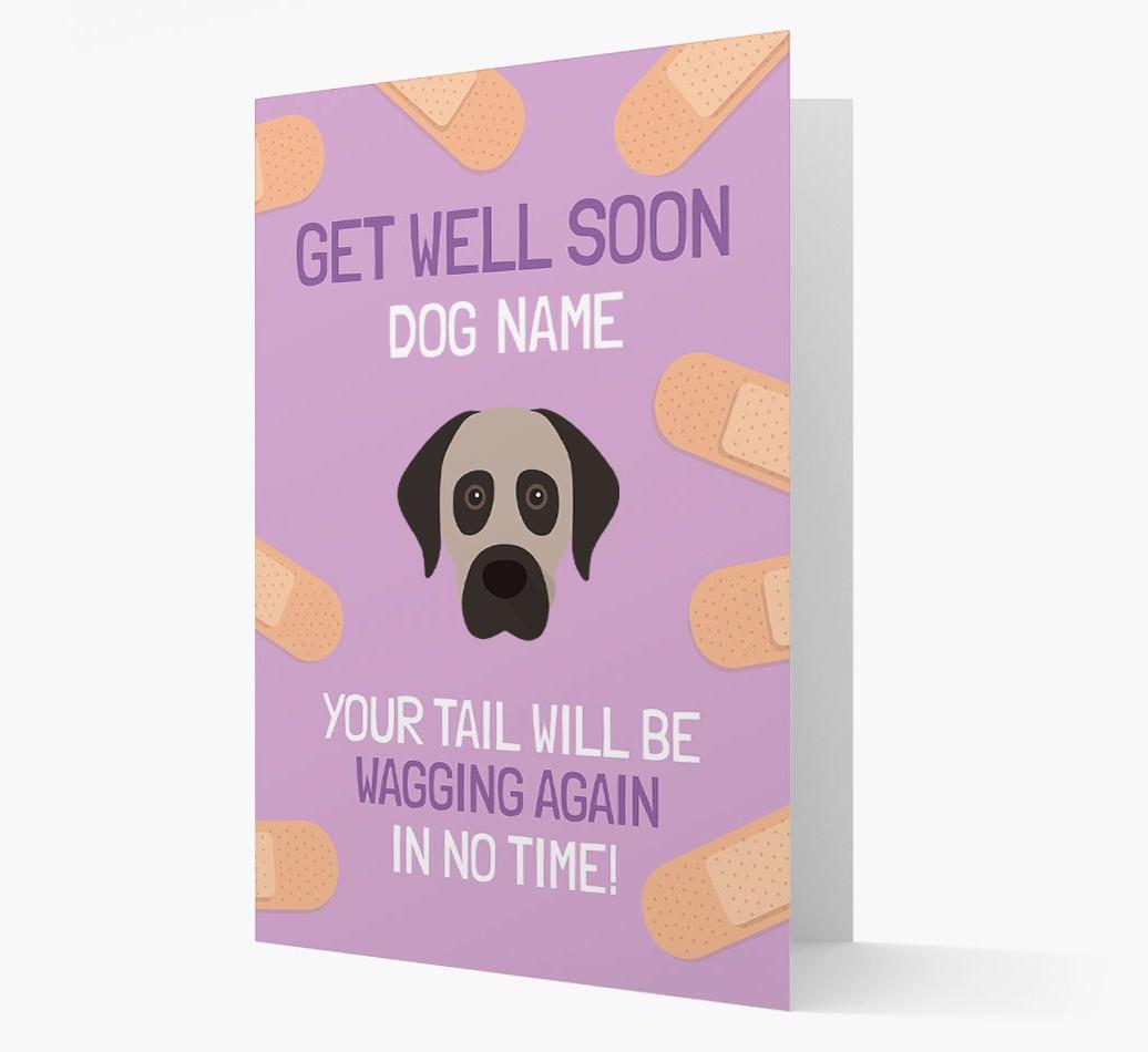 Personalized 'Get well soon {dogsName}' Card with {breedFullName} Icon