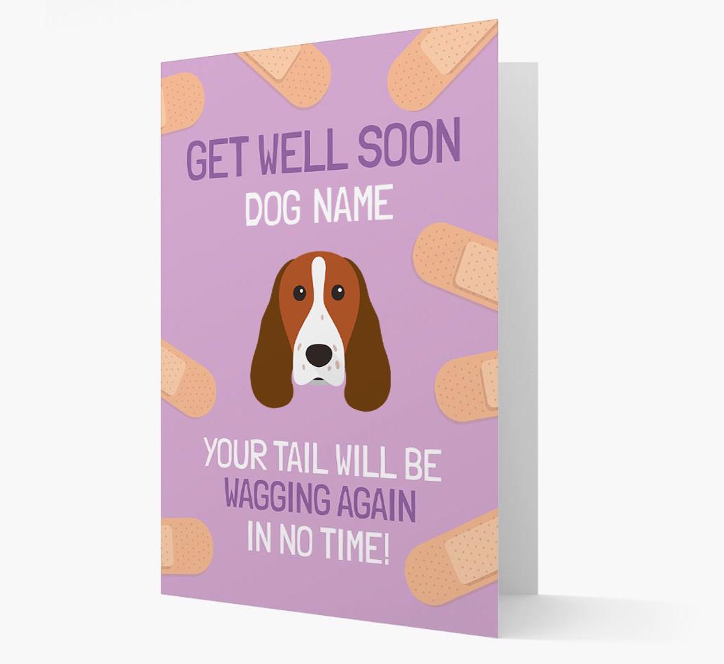 Personalized 'Get well soon {dogsName}' Card with {breedFullName} Icon